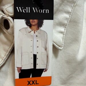 Well Worn Denim Button Up Jacket Off White XXL NWT